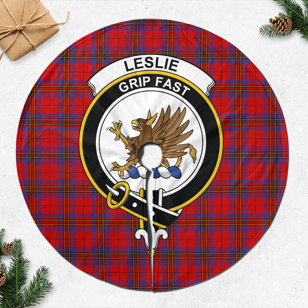 Leslie Modern Tartan Christmas Tree Skirt with Family Crest - Tartanvibesclothing