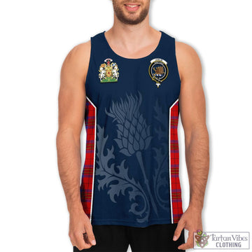Leslie Modern Tartan Men's Tanks Top with Family Crest and Scottish Thistle Vibes Sport Style