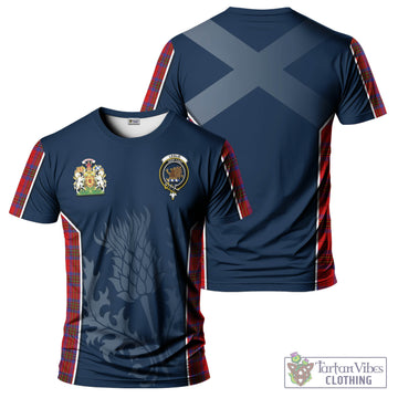 Leslie Modern Tartan T-Shirt with Family Crest and Scottish Thistle Vibes Sport Style