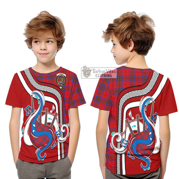 Tartan Vibes Clothing Leslie Modern Tartan Kid T-Shirt with Epic Bagpipe Style