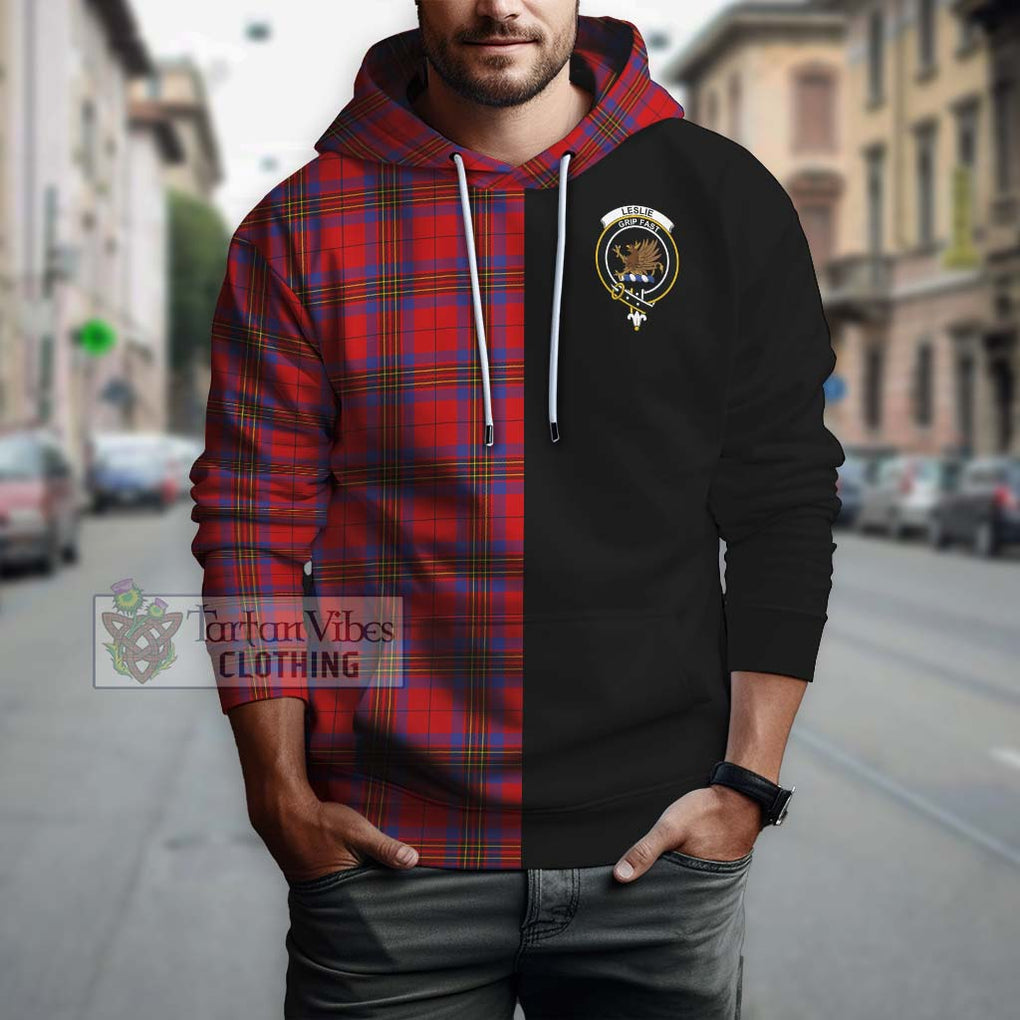 Leslie Tartan Hoodie with Family Crest and Half Of Me Style Zip Hoodie - Tartanvibesclothing Shop