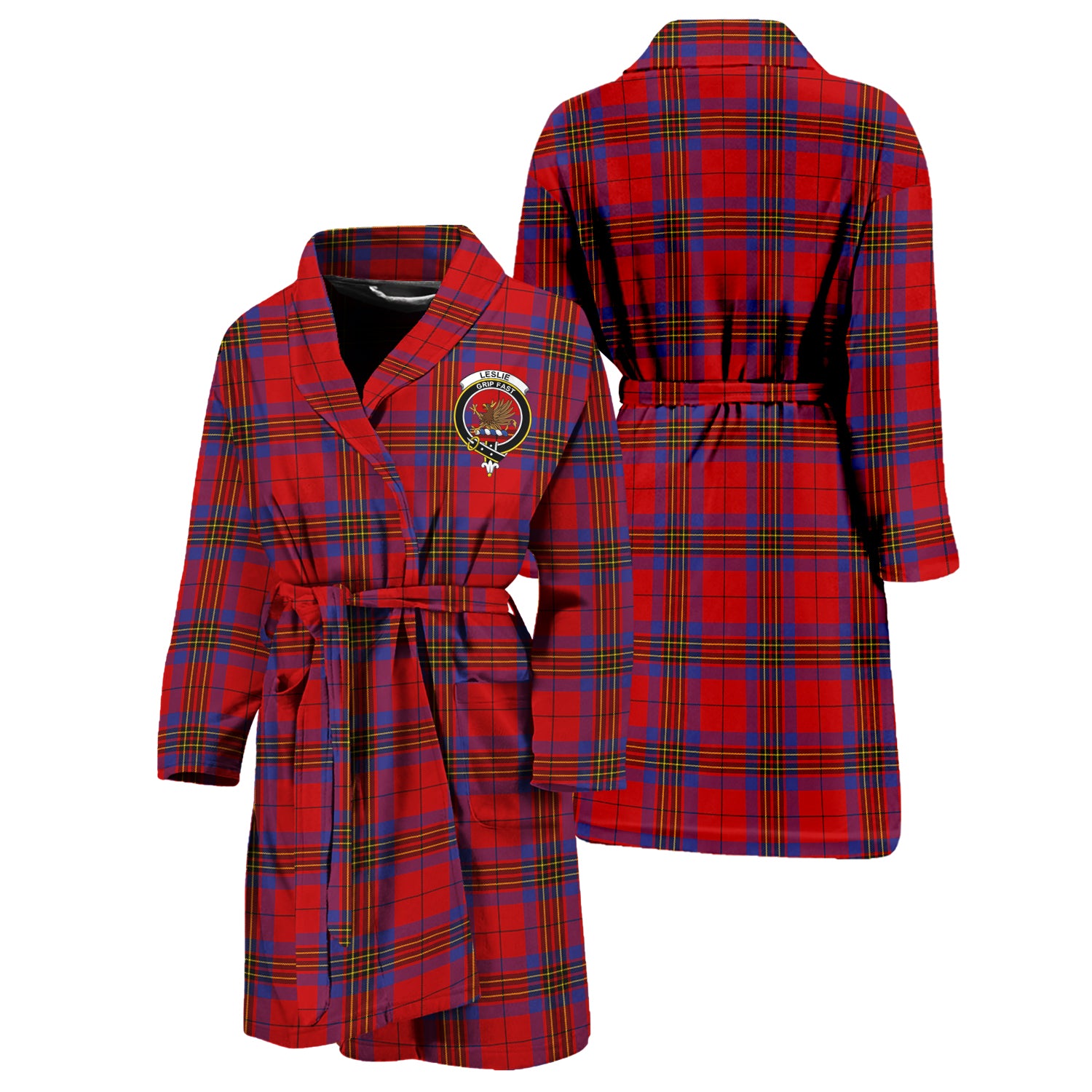 Leslie Tartan Bathrobe with Family Crest Unisex S - Tartan Vibes Clothing