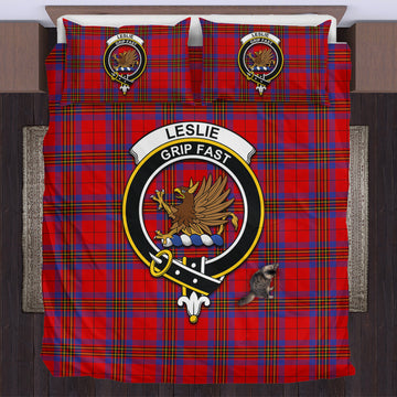 Leslie Tartan Bedding Set with Family Crest