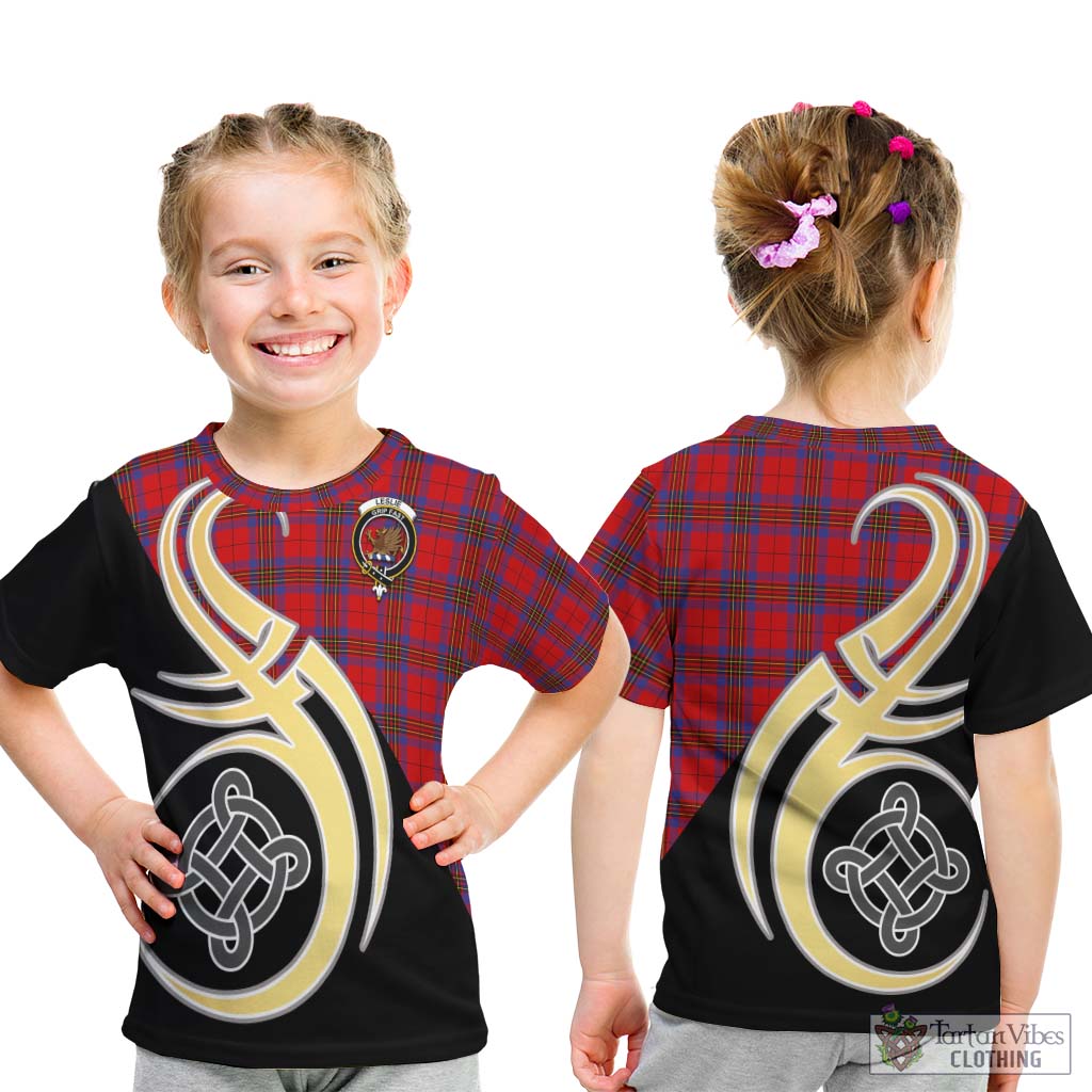 Leslie Tartan Kid T-Shirt with Family Crest and Celtic Symbol Style - Tartan Vibes Clothing