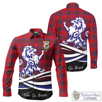Leslie Modern Tartan Long Sleeve Button Up Shirt with Alba Gu Brath Regal Lion Emblem