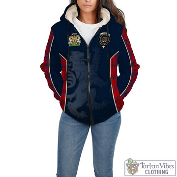 Leslie Tartan Sherpa Hoodie with Family Crest and Lion Rampant Vibes Sport Style