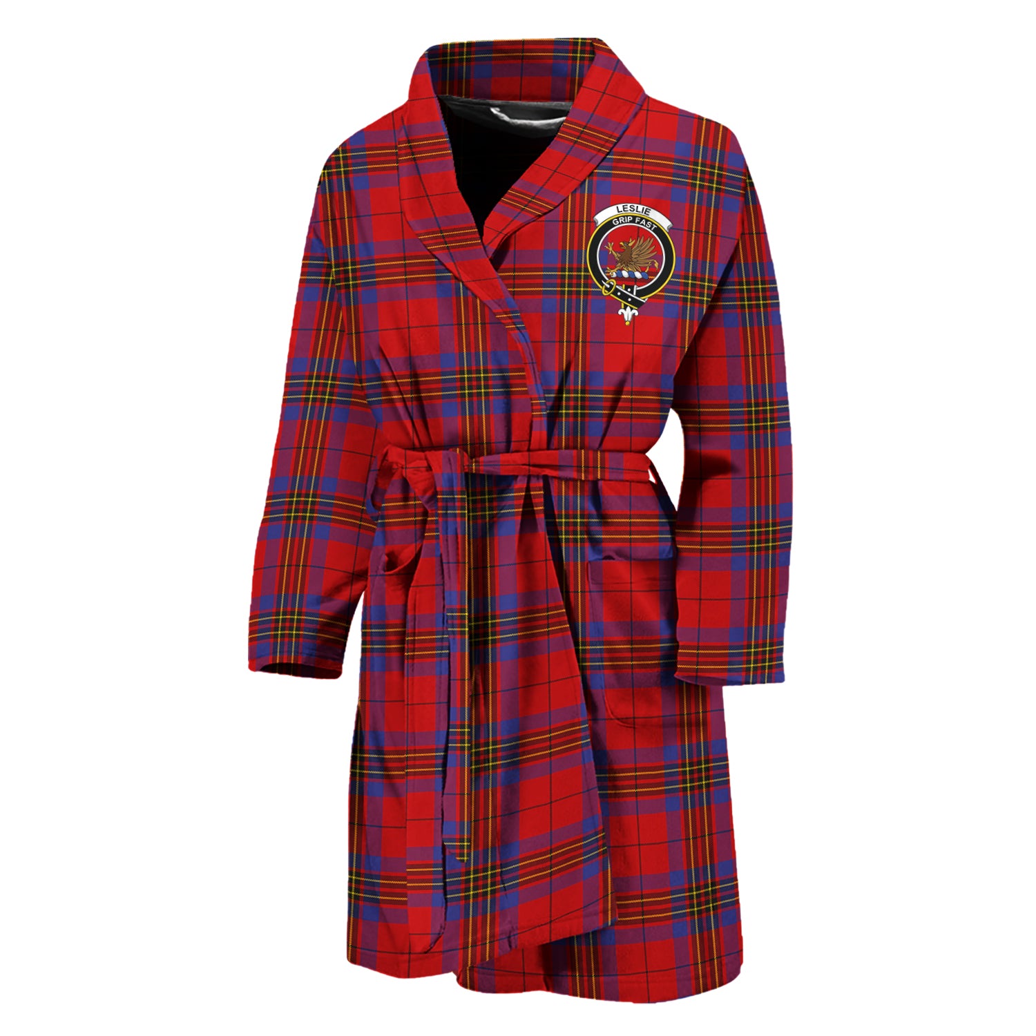 Leslie Tartan Bathrobe with Family Crest Unisex M - Tartan Vibes Clothing