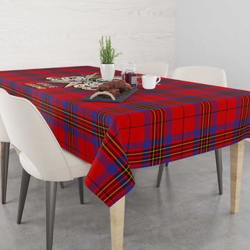 Tartan Vibes Clothing Leslie Modern Tartan Tablecloth with Clan Crest and the Golden Sword of Courageous Legacy