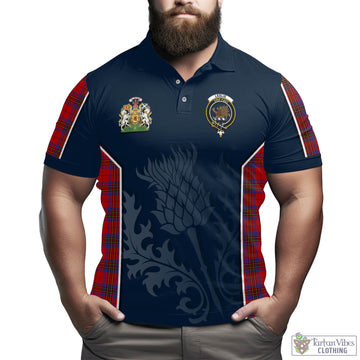 Leslie Modern Tartan Men's Polo Shirt with Family Crest and Scottish Thistle Vibes Sport Style