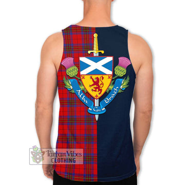 Leslie Tartan Men's Tank Top Alba with Scottish Lion Royal Arm Half Style