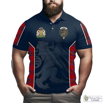 Leslie Modern Tartan Men's Polo Shirt with Family Crest and Lion Rampant Vibes Sport Style