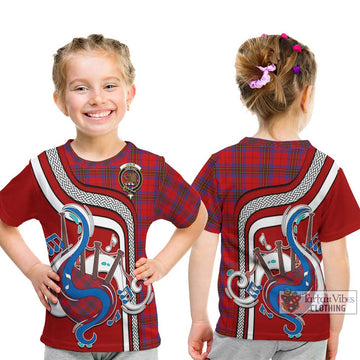 Tartan Vibes Clothing Leslie Modern Tartan Kid T-Shirt with Epic Bagpipe Style