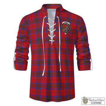 Leslie Modern Tartan Men's Scottish Traditional Jacobite Ghillie Kilt Shirt with Family Crest