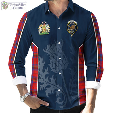 Leslie Modern Tartan Long Sleeve Button Up Shirt with Family Crest and Scottish Thistle Vibes Sport Style