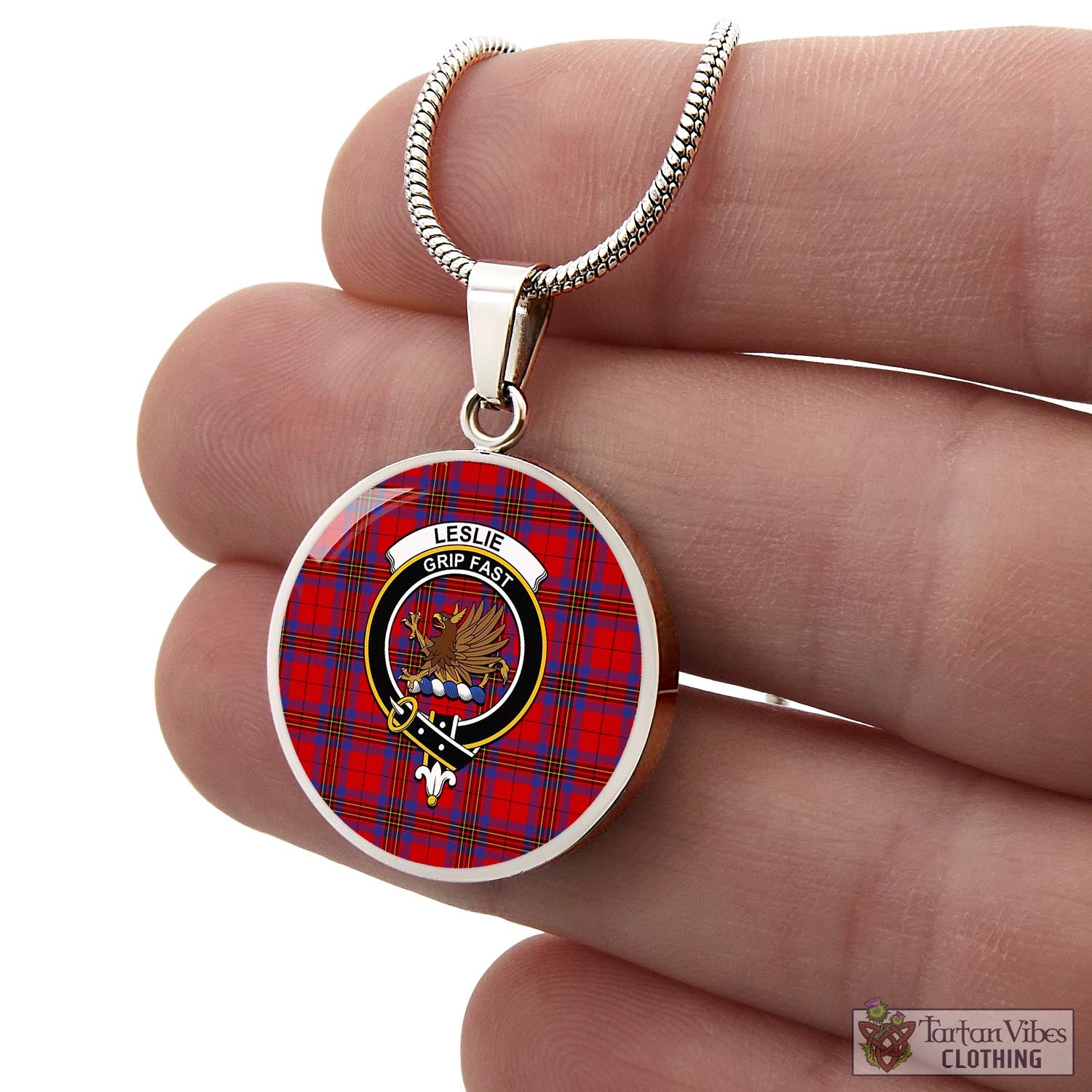 Tartan Vibes Clothing Leslie Modern Tartan Circle Necklace with Family Crest
