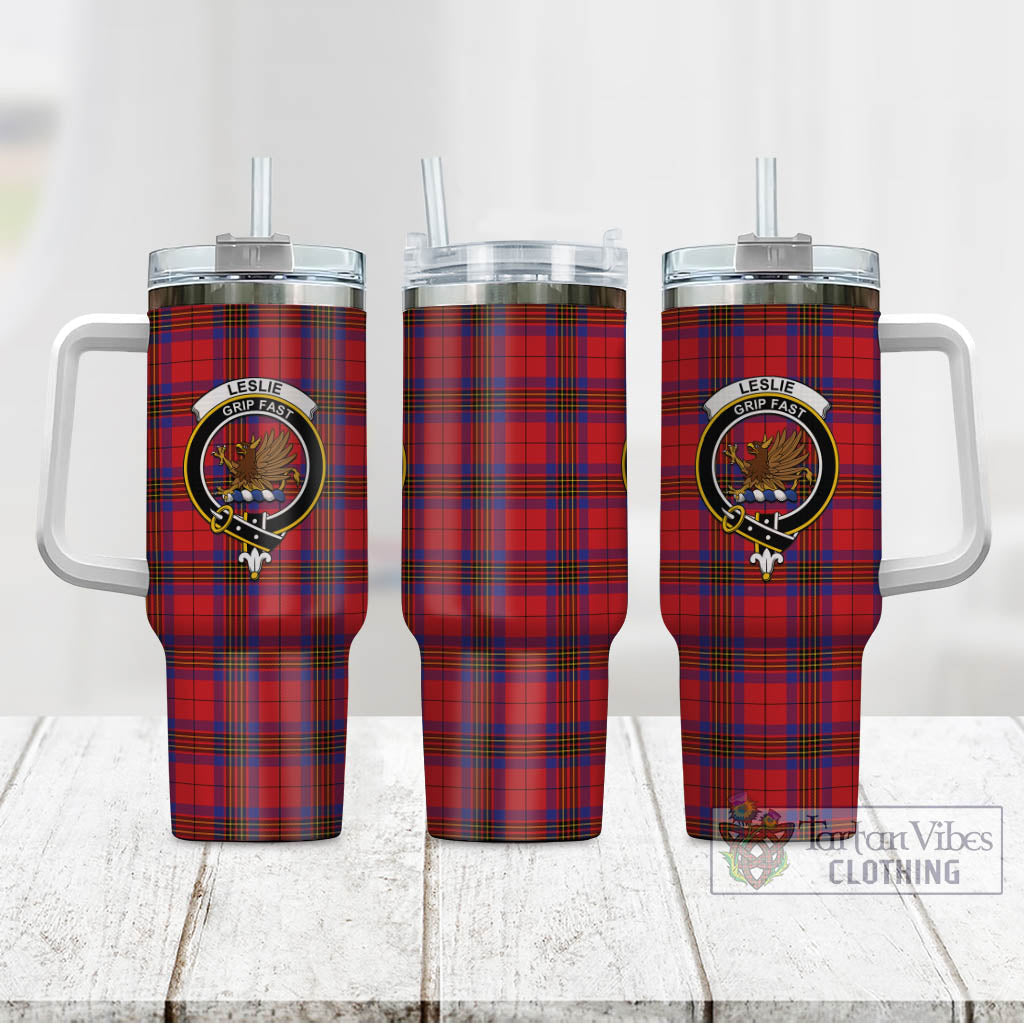 Tartan Vibes Clothing Leslie Modern Tartan and Family Crest Tumbler with Handle