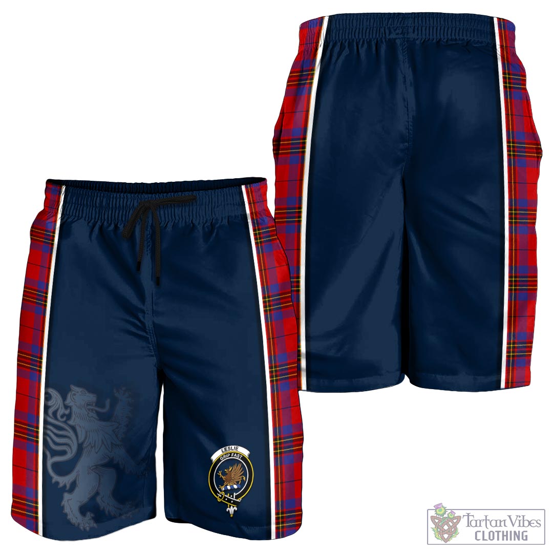 Tartan Vibes Clothing Leslie Modern Tartan Men's Shorts with Family Crest and Lion Rampant Vibes Sport Style