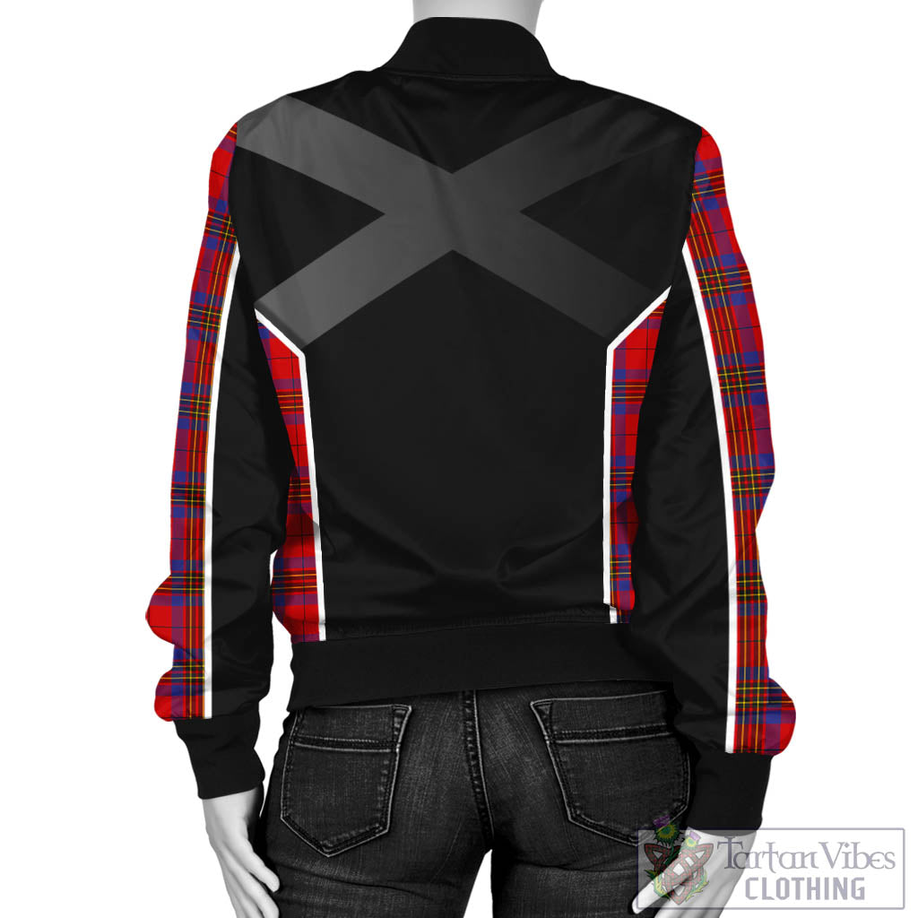 Tartan Vibes Clothing Leslie Modern Tartan Bomber Jacket with Family Crest and Scottish Thistle Vibes Sport Style