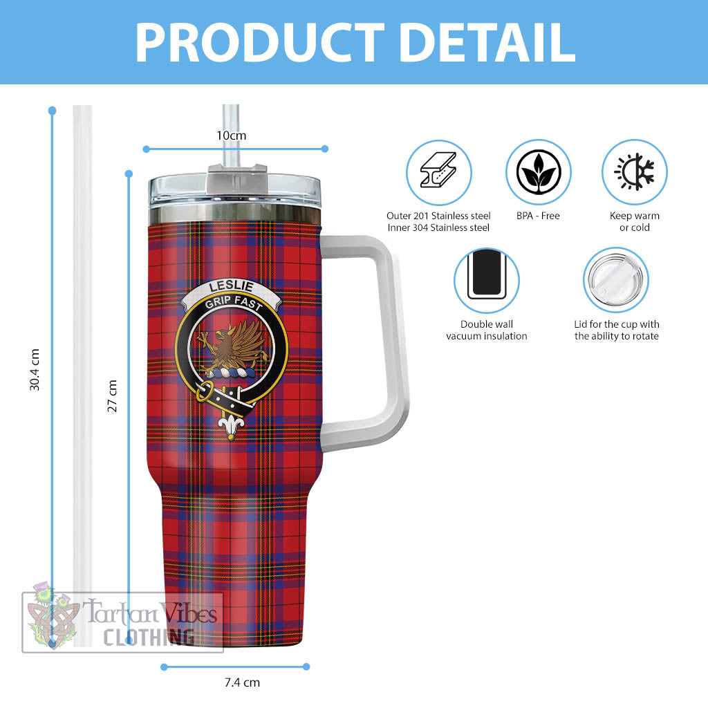 Tartan Vibes Clothing Leslie Modern Tartan and Family Crest Tumbler with Handle