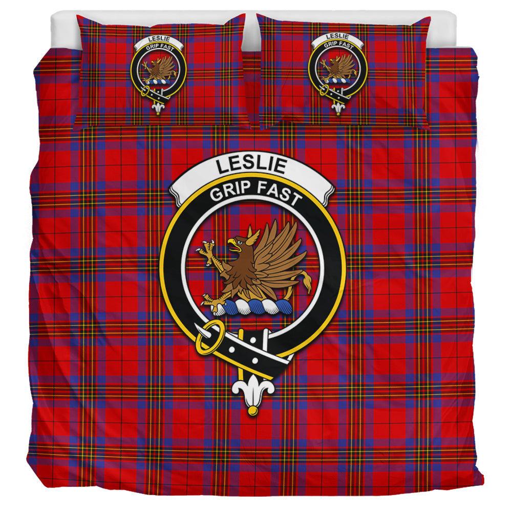 Leslie Tartan Bedding Set with Family Crest UK Bedding Set UK Super King 104*94 inch - Tartan Vibes Clothing