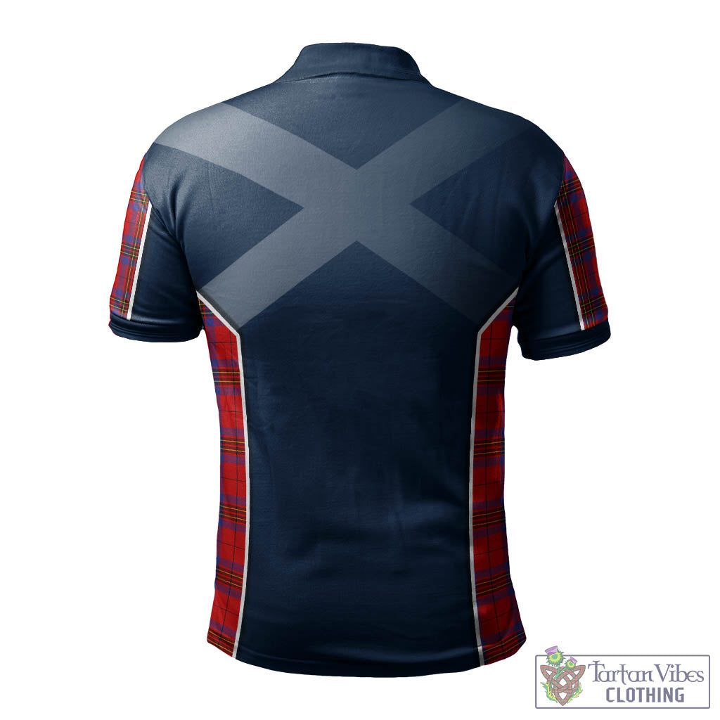 Tartan Vibes Clothing Leslie Modern Tartan Men's Polo Shirt with Family Crest and Lion Rampant Vibes Sport Style