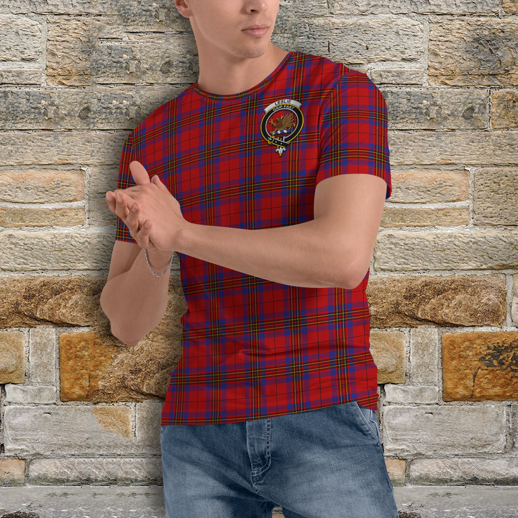 Leslie Tartan T-Shirt with Family Crest - Tartan Vibes Clothing