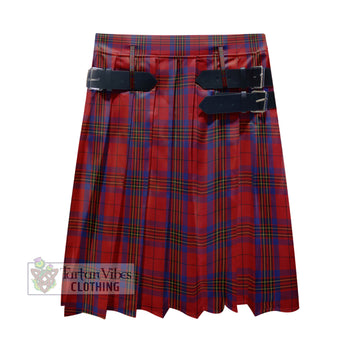 Leslie Red Tartan Men's Pleated Skirt - Fashion Casual Retro Scottish Kilt Style