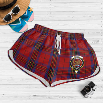 Leslie Red Tartan Womens Shorts with Family Crest