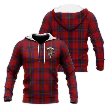 Leslie Red Tartan Knitted Hoodie with Family Crest