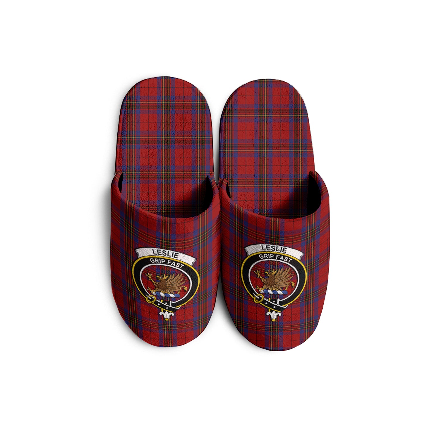 Leslie Red Tartan Home Slippers with Family Crest - Tartanvibesclothing