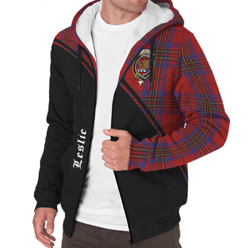Leslie Red Tartan Sherpa Hoodie with Family Crest Curve Style