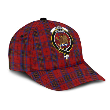 Leslie Red Tartan Classic Cap with Family Crest