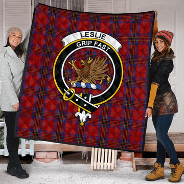 Leslie Red Tartan Quilt with Family Crest