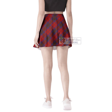 Leslie Red Tartan Women's Plated Mini Skirt
