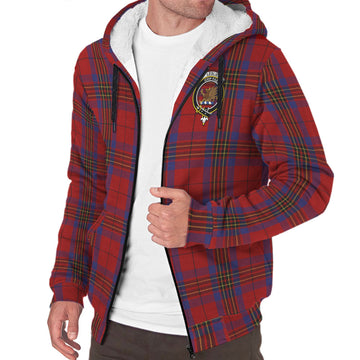 Leslie Red Tartan Sherpa Hoodie with Family Crest