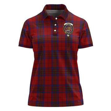 Leslie Red Tartan Polo Shirt with Family Crest For Women