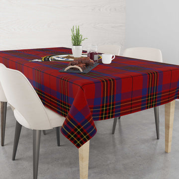 Leslie Red Tatan Tablecloth with Family Crest