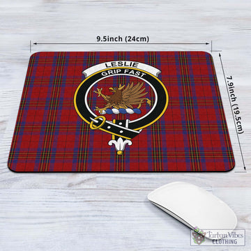 Leslie Red Tartan Mouse Pad with Family Crest