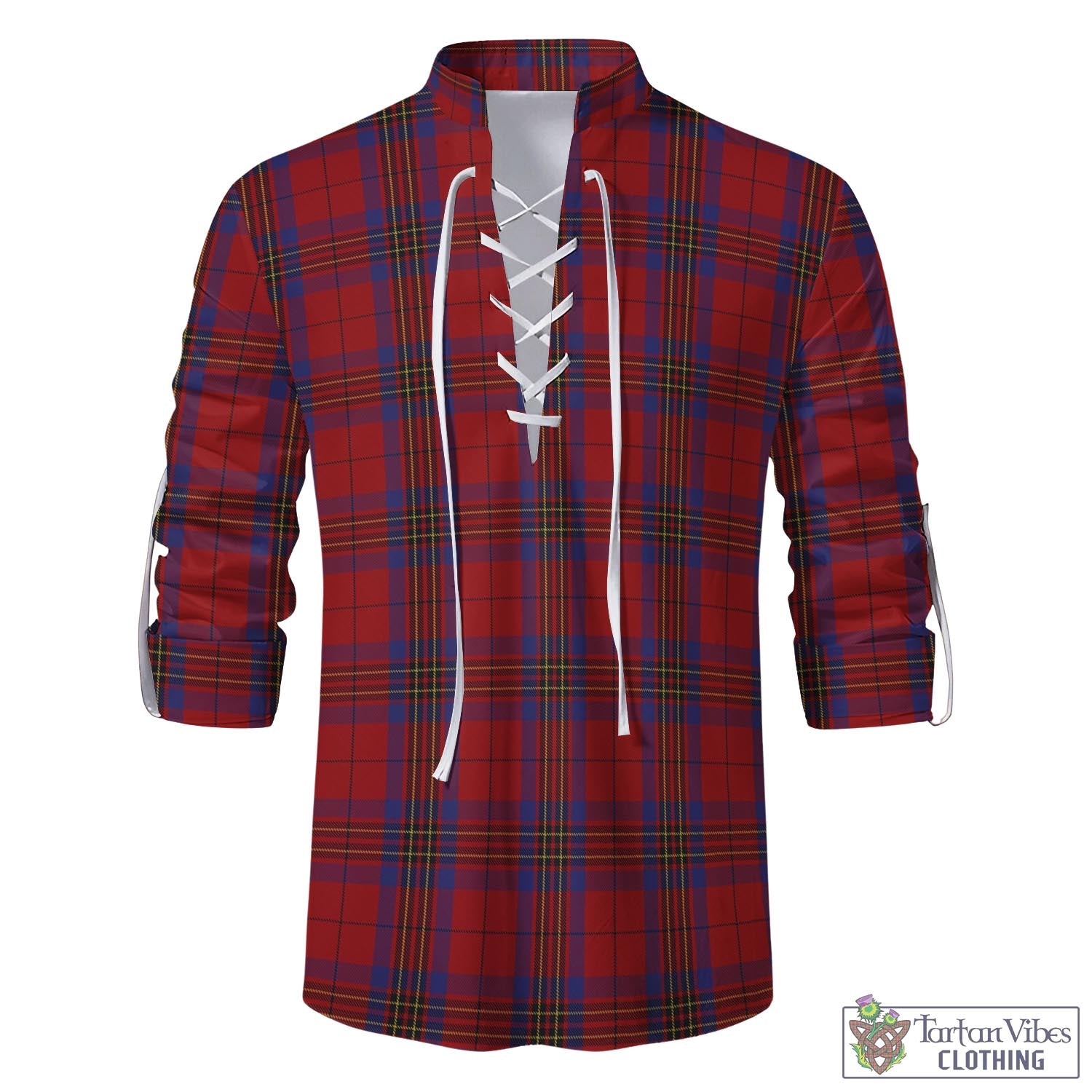 Tartan Vibes Clothing Leslie Red Tartan Men's Scottish Traditional Jacobite Ghillie Kilt Shirt