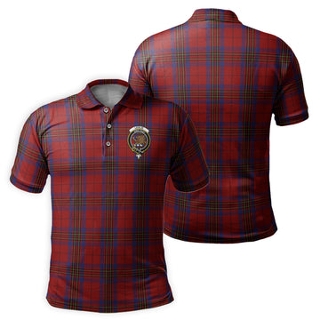 Leslie Red Tartan Men's Polo Shirt with Family Crest