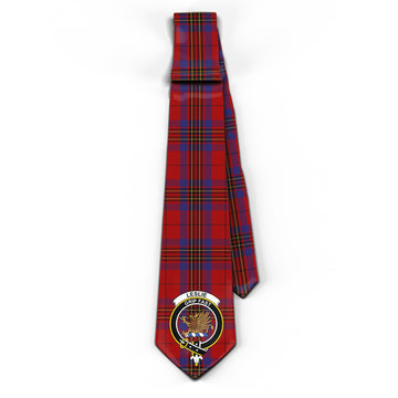 Leslie Red Tartan Classic Necktie with Family Crest