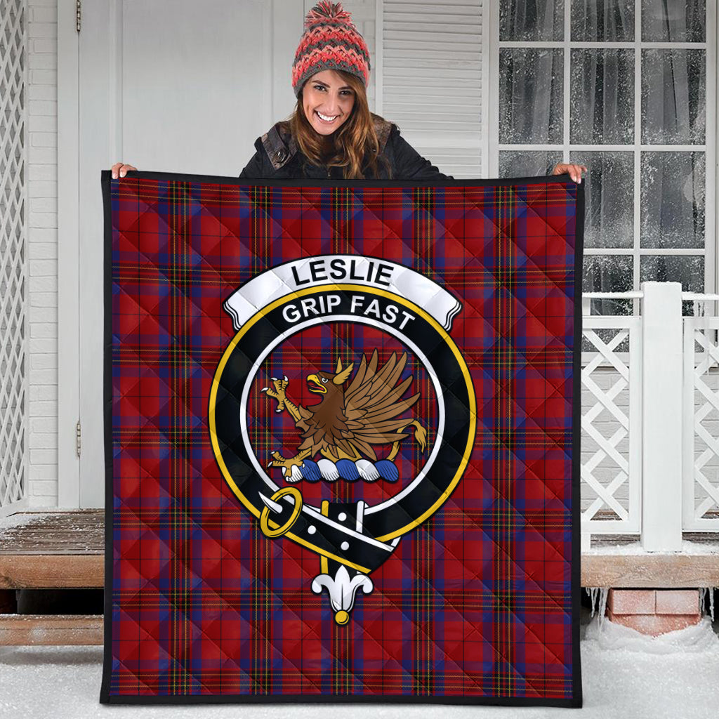 leslie-red-tartan-quilt-with-family-crest