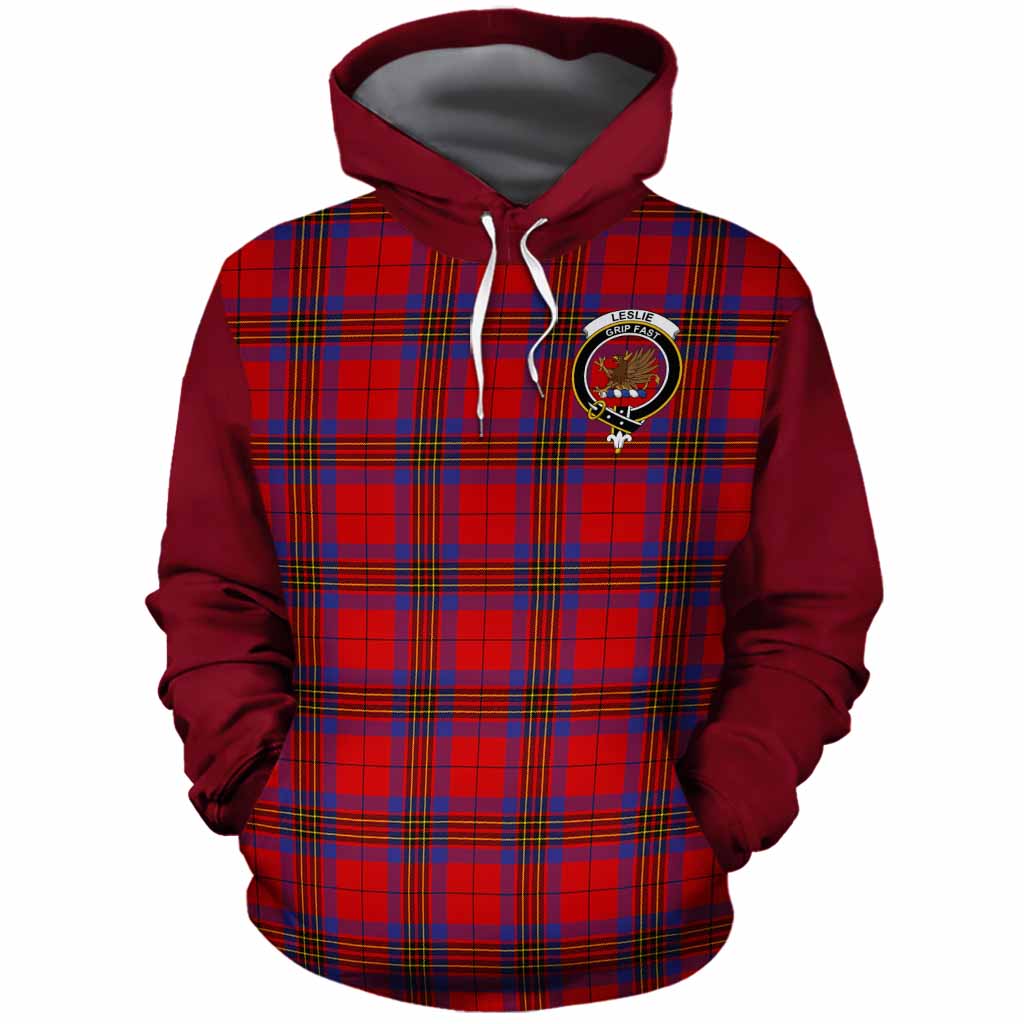 Leslie Tartan Accent Cotton Hoodie with Family Crest