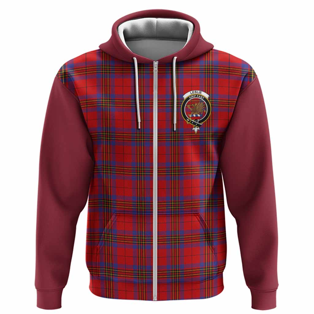 Leslie Tartan Accent Hoodie with Family Crest