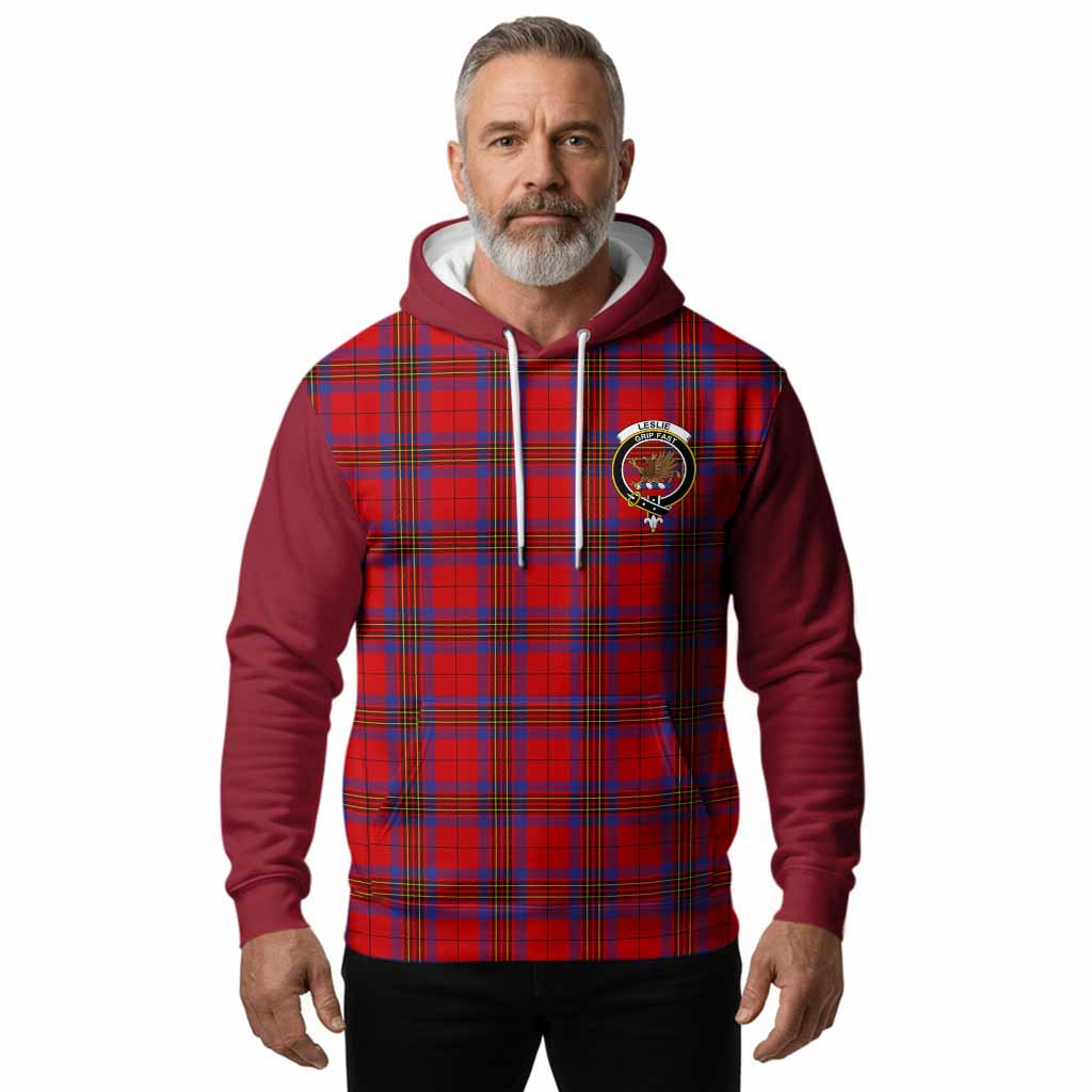 Leslie Tartan Accent Hoodie with Family Crest