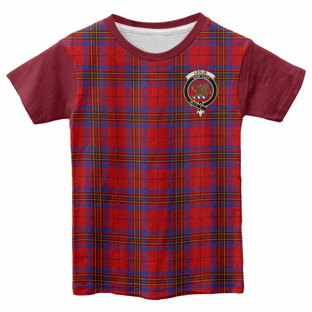 Leslie Tartan Accent Kid T-shirt with Family Crest