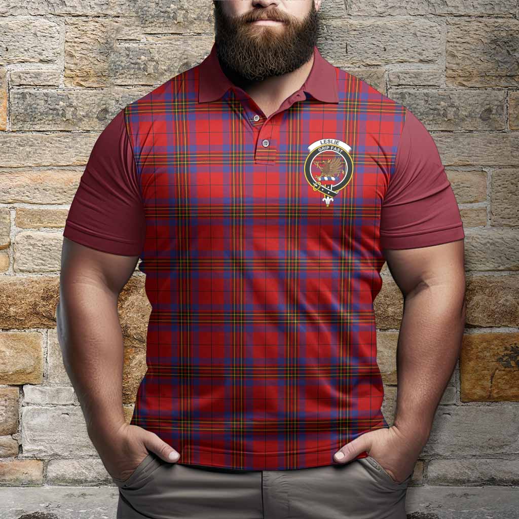 Leslie Tartan Accent Polo Shirt with Family Crest