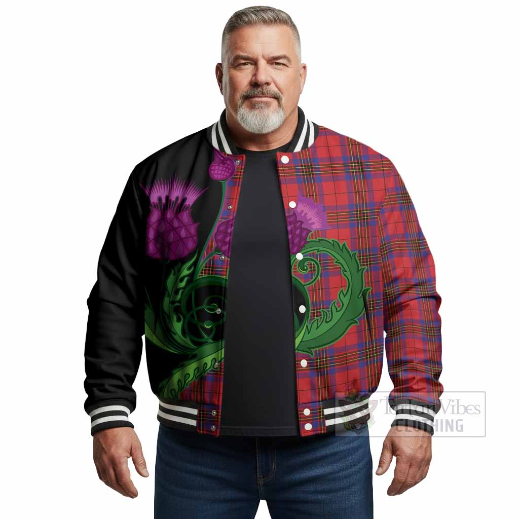 Leslie Tartan Baseball Jacket Traditional Scottish Thistle