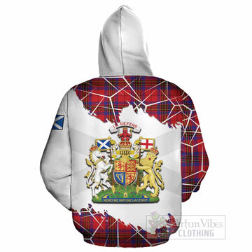 Leslie Tartan Cotton Hoodie with Family Crest and Lion Rampant Grunge Style