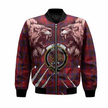 Leslie Tartan Crest Bomber Jacket Ferocious Lion Style